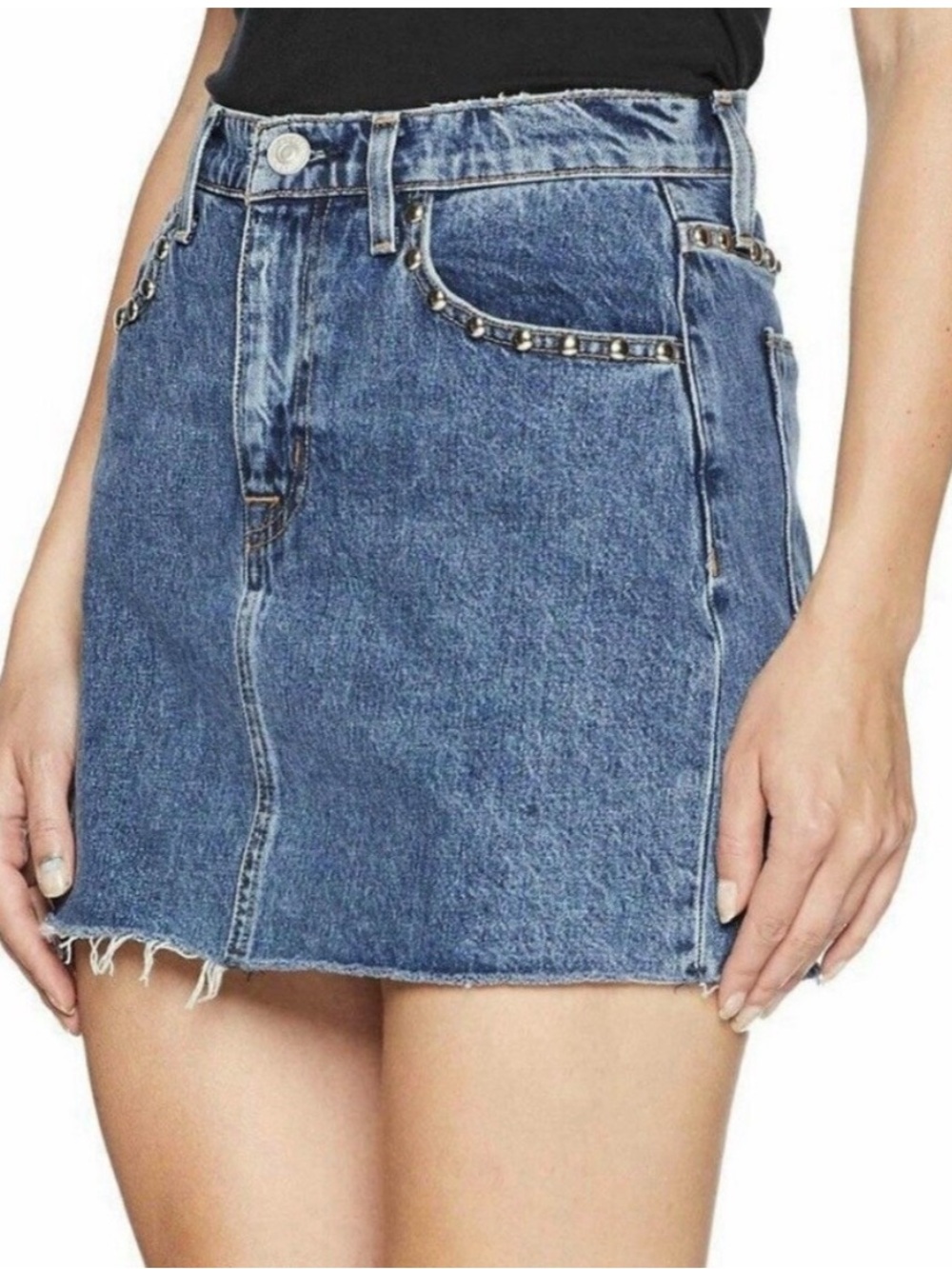 Hudson The Viper Studded Denim Mini Skirt Blue Jean Size 25